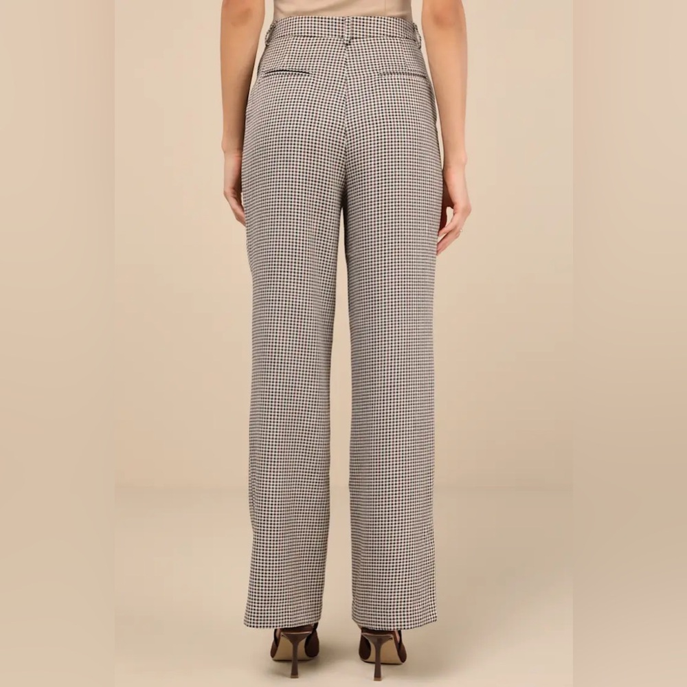 Lulu's Houndstooth High Rise Straight Leg Trousers - NWT - Picture 2 of 6